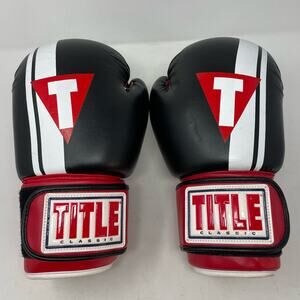 Title Classic Boxing Gloves Black Red White Stripe Size Large